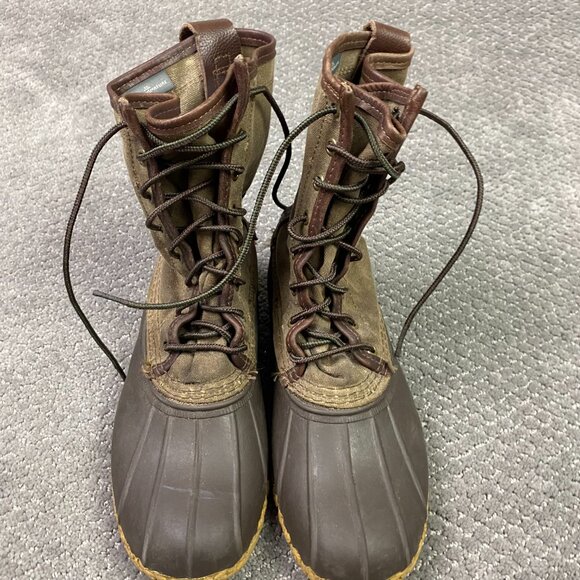 LL Bean Signature Waxed Canvas Maine Hunting Shoe Duck Boots Womens 8M USA Brown - Picture 3 of 15